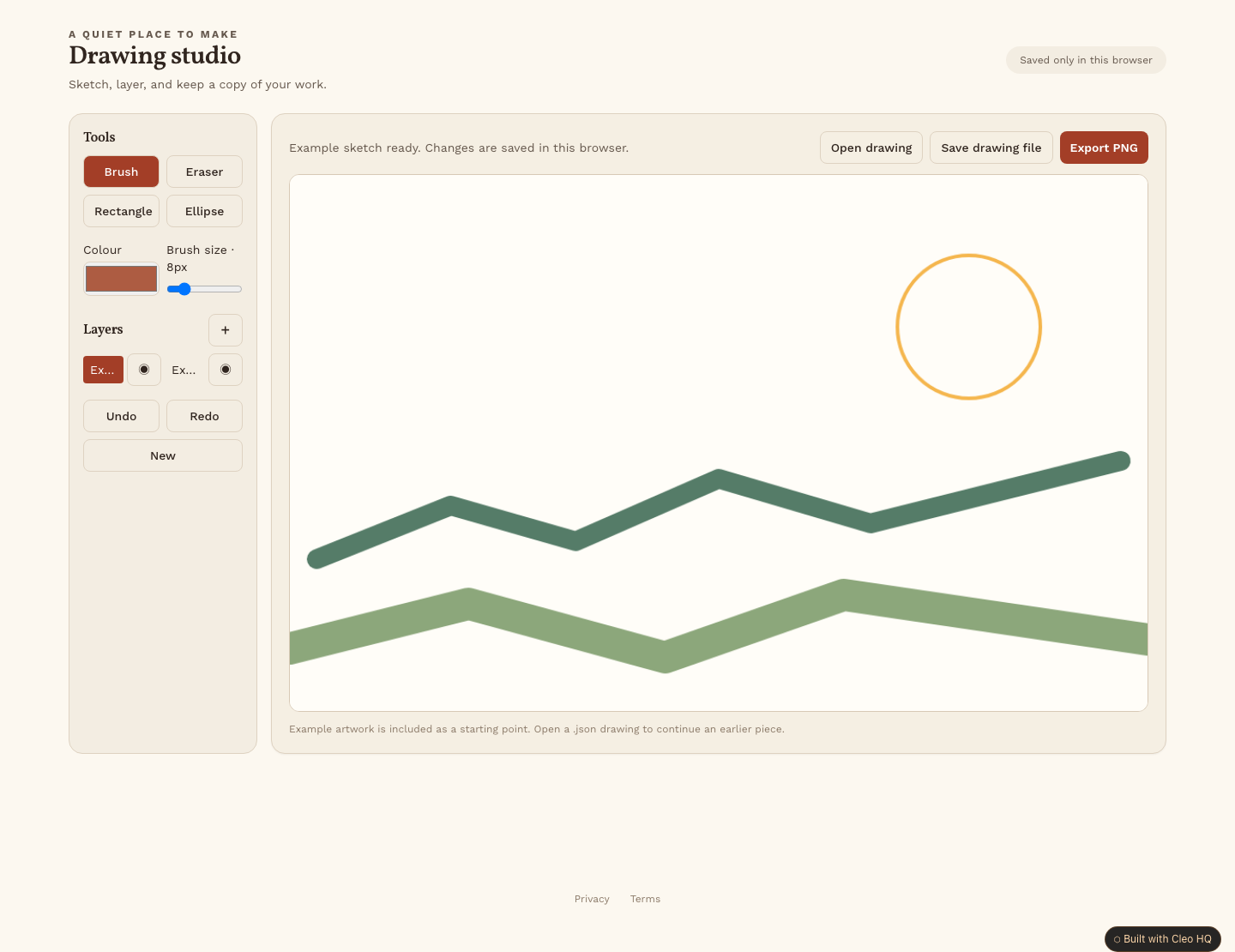 Drawing Studio with Layers and PNG Export — Cleo HQ screenshot
