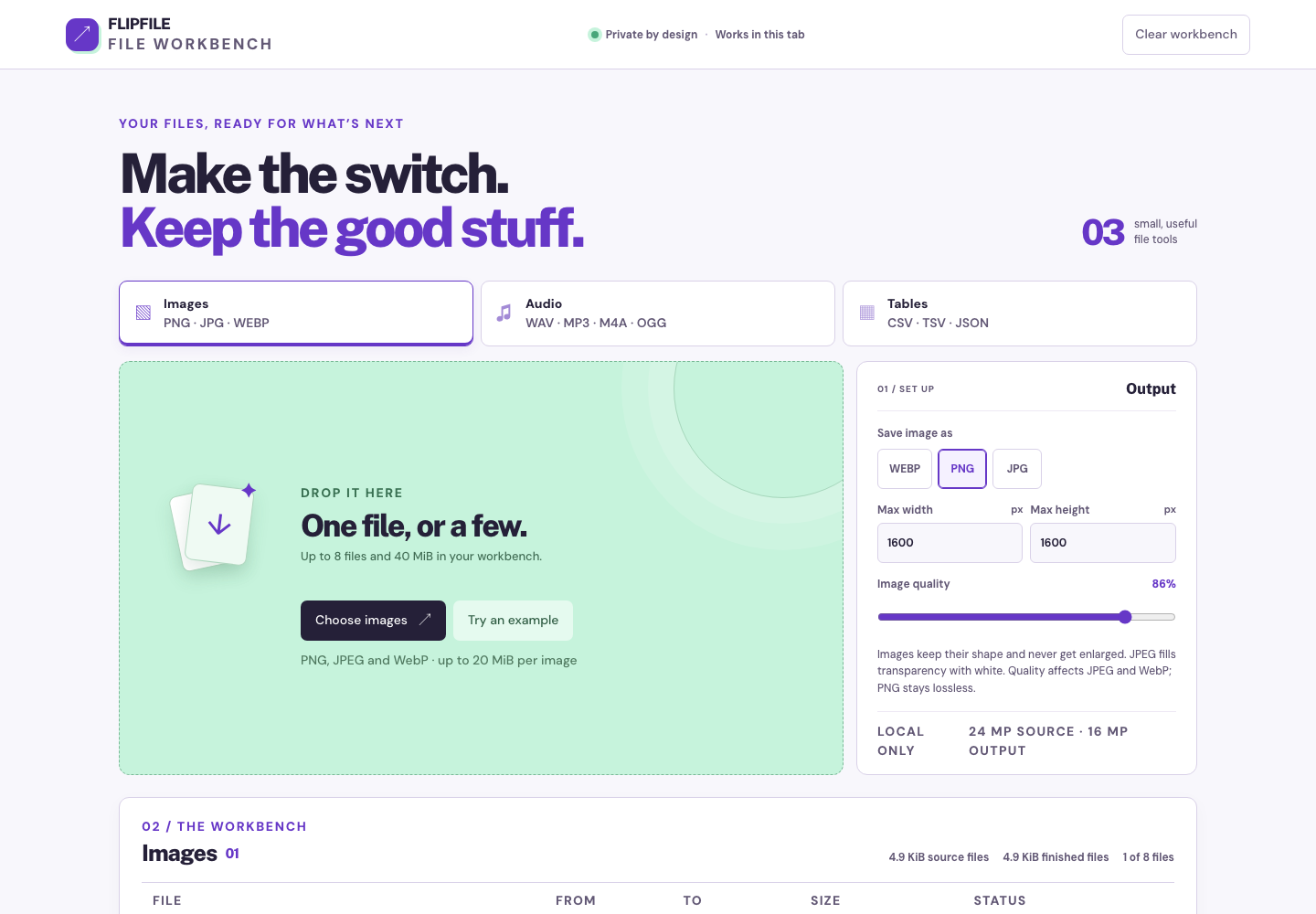 FLIPFILE File Converter: Images, Audio & Tables — Cleo HQ screenshot