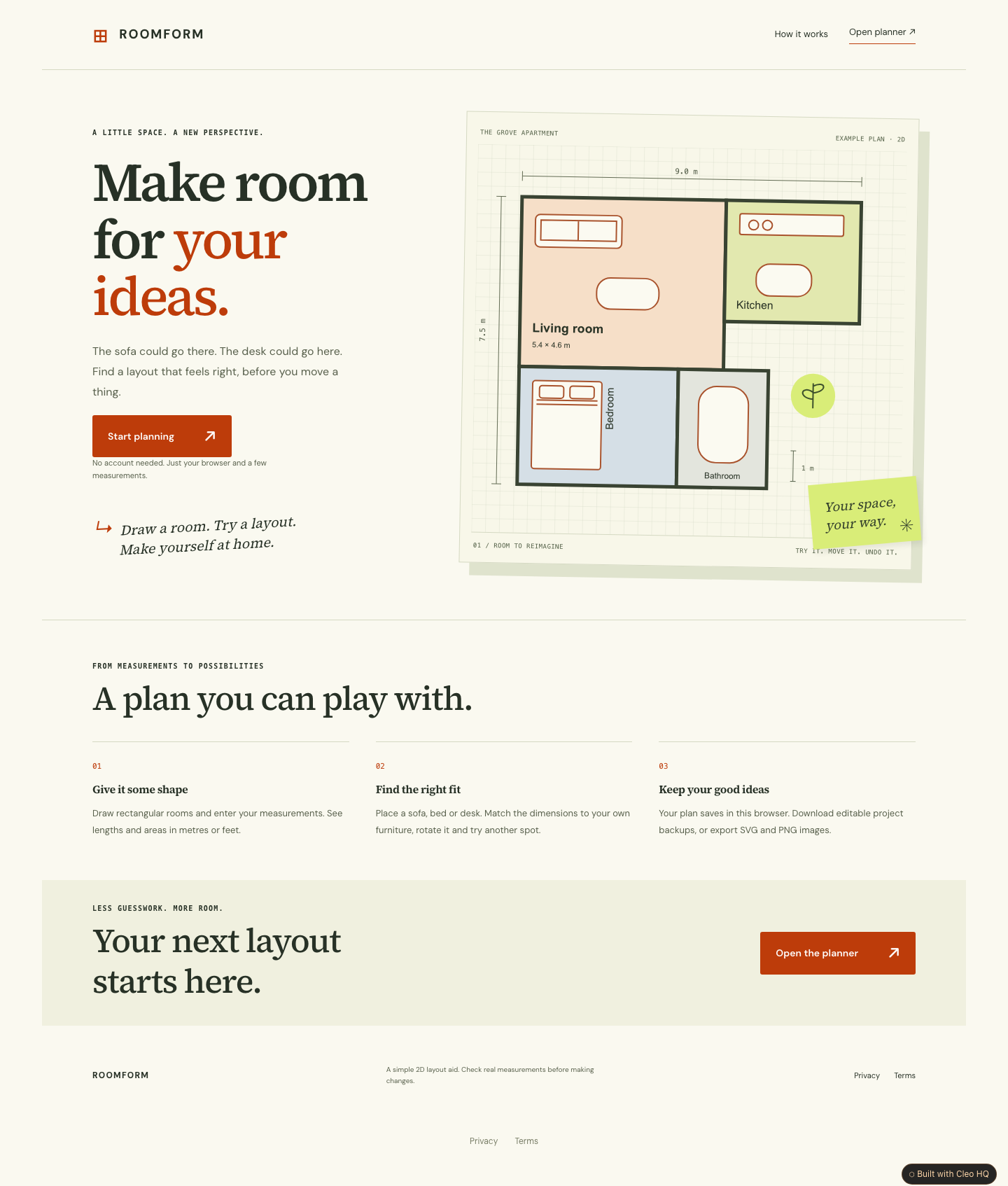 Floor Plan Designer: Measurements & Furniture — Cleo HQ screenshot