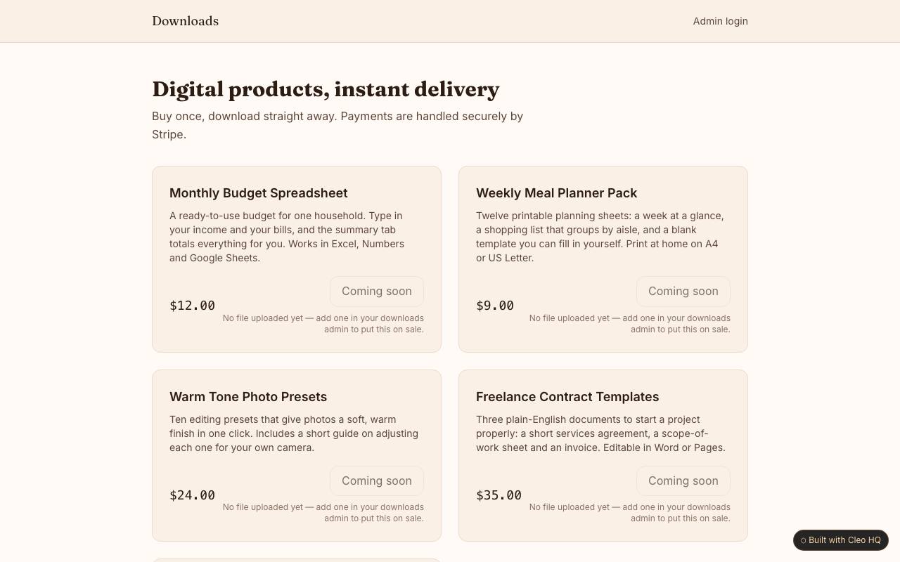 Digital Downloads Store
