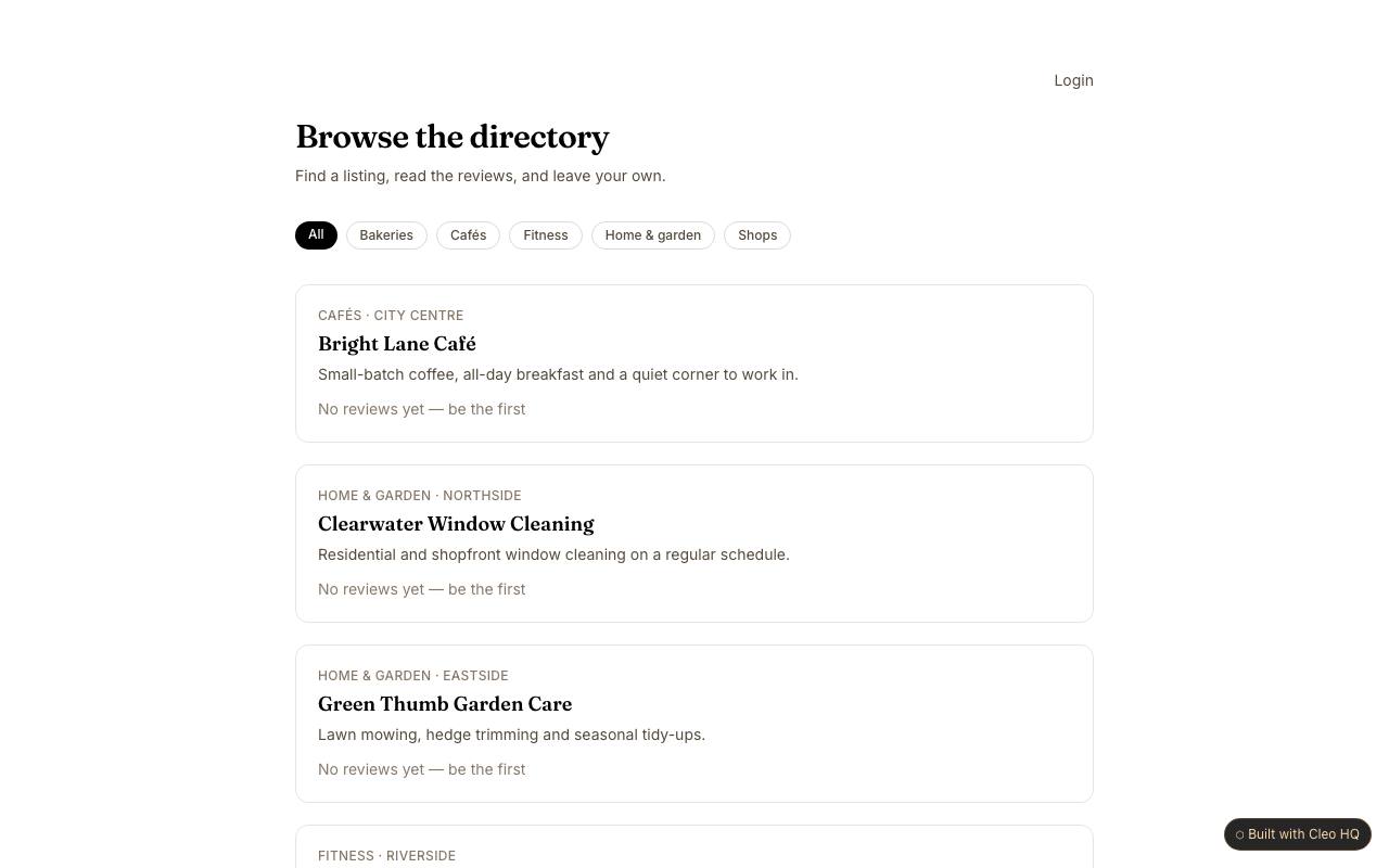 Directory with reviews